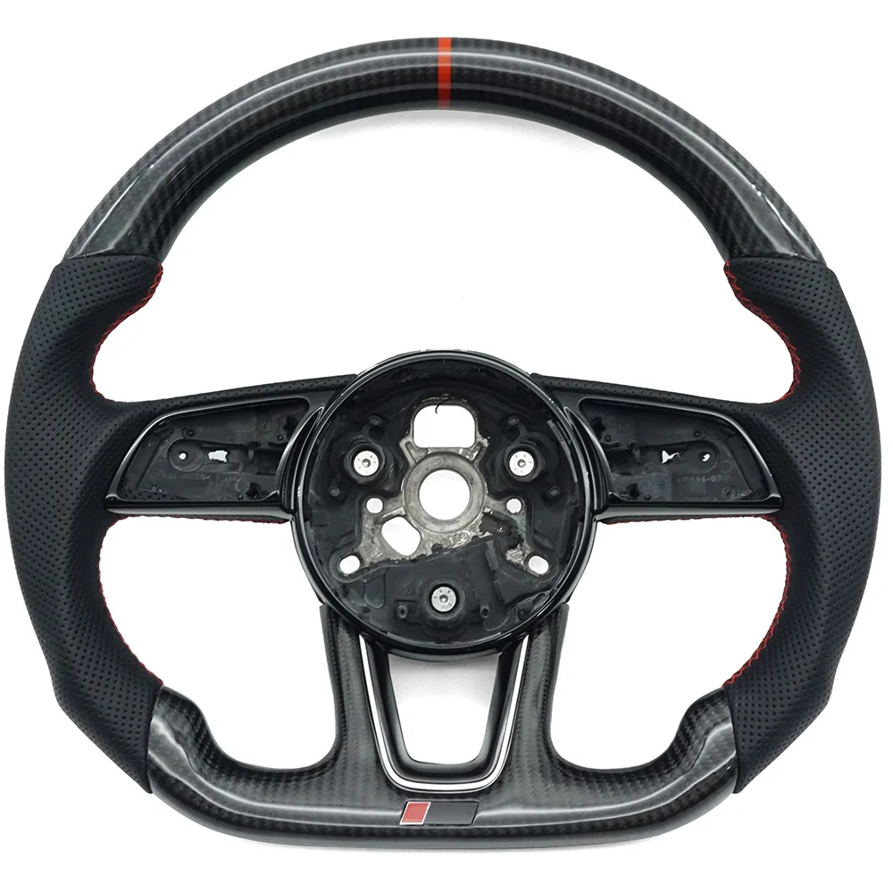 Suitable for Audi RS standard A4B9 semi-punched red line Carbon fiber no button no pick with red correction mark