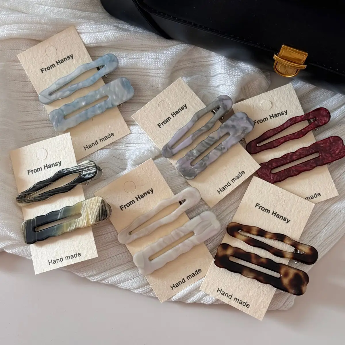 2pcs Acetic Acid Wavy Hair Edge Clips Exquisite Duckbill Clips Bangs Side Clips Korean Fashion Versatile New Hair Accessories