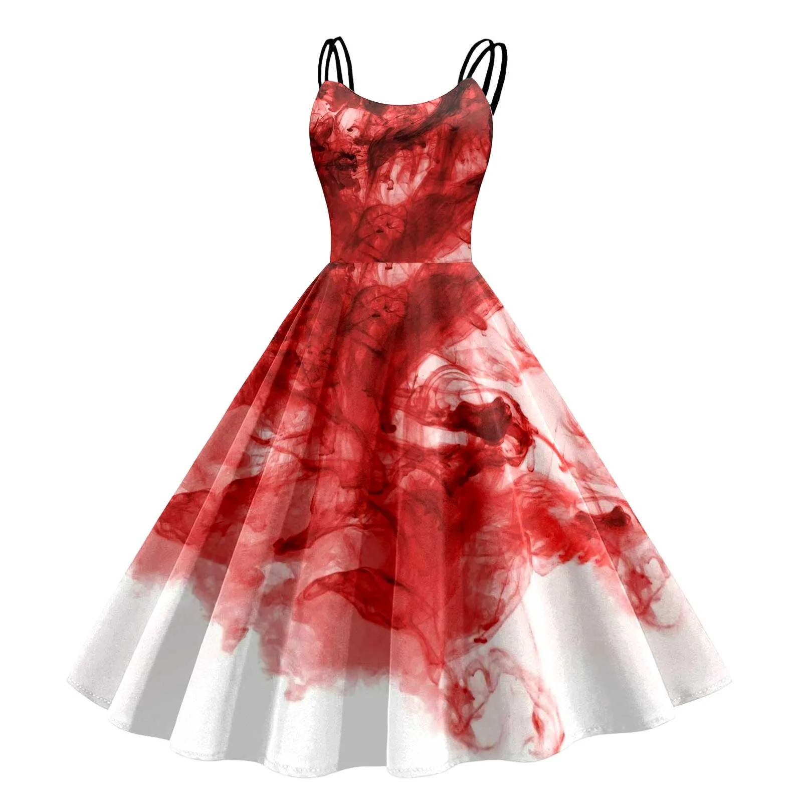 

Halloween Horrible Bloody Print Dress Princess Cosplay Costumes Vintage Swing Party Dresses Masquerade Carnival Party Outfits