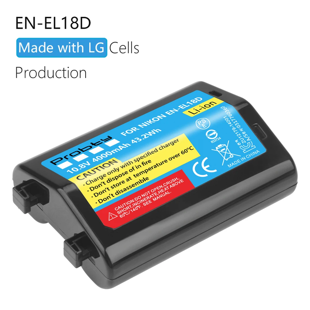 

4.0Ah EN-EL18D ENEL18D EL18D Battery for Nikon Z9 D6 D5 D4 D4S Camera for Nikon D800 D850 D500 Battery Grip