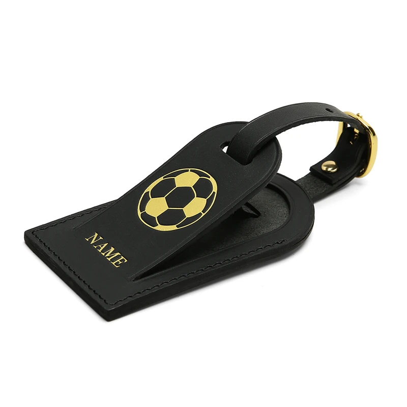 Personalized Custom Initial Leather Luggage Tags Bag Accessories High Quality Sport Element Embossing