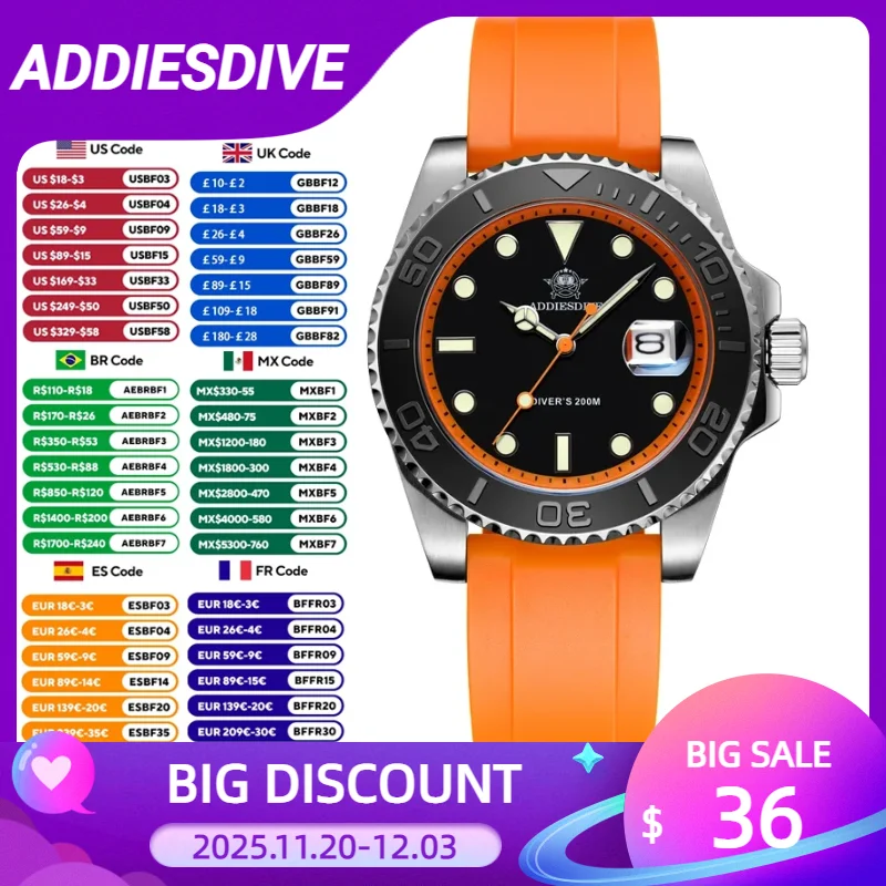 deadesdiveラバーシリコンクォーツ時計、ダイブカレンダーディスプレイ時計、男性、ファッション、ad2040、200mの超発光腕時計