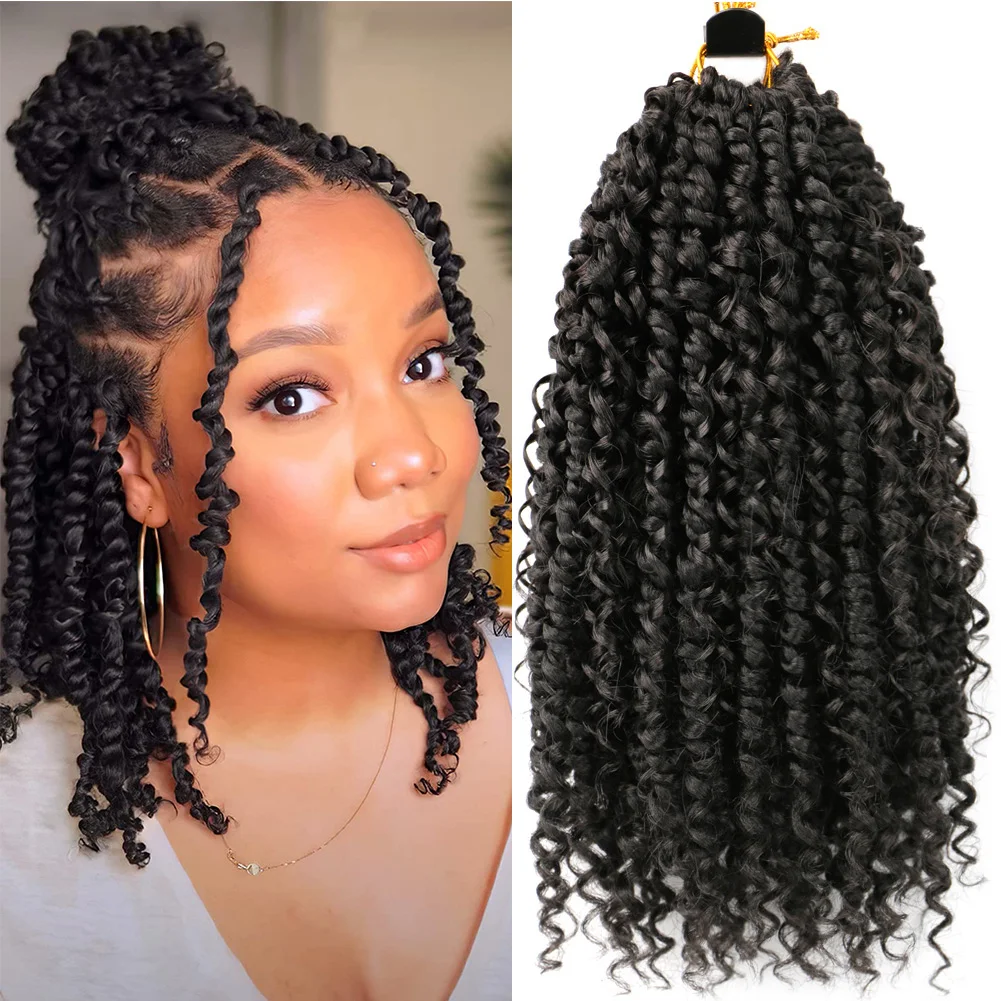 

Волосы Goddess Passion Twist, 10-дюймовые предварительно скрученные короткие вязанные крючком волосы Passion Twist, предварительно закрученные крючком косы Passion Twist