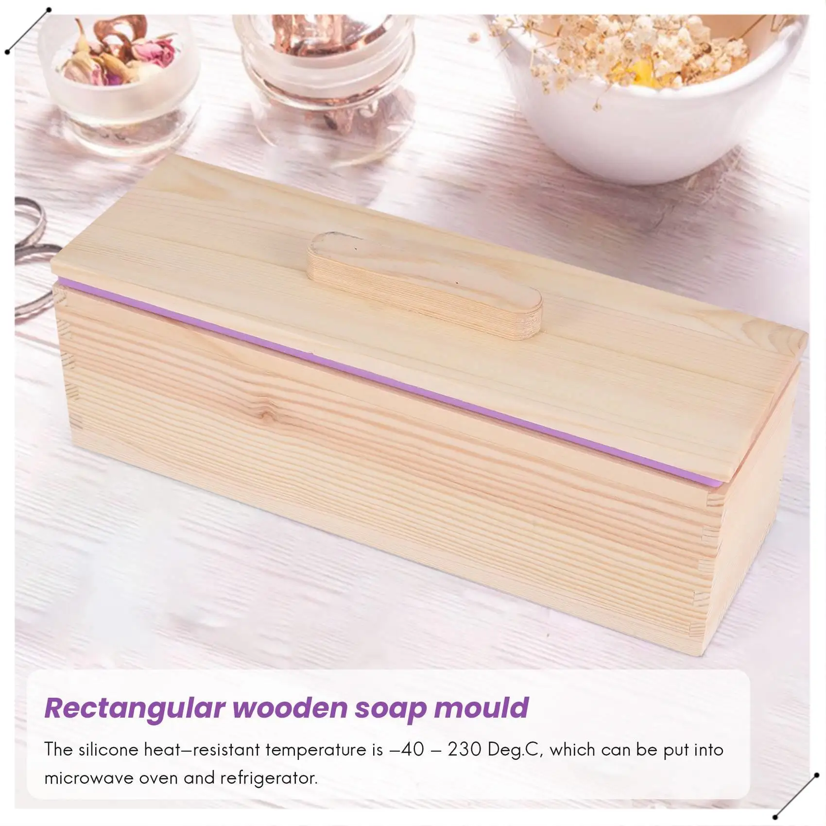 Rectangular Wooden Soap Mold With Silicone Liner Cover Loaf Soap Mold Tool Diy Soap Candle Mold 1200G Mold Making Tool