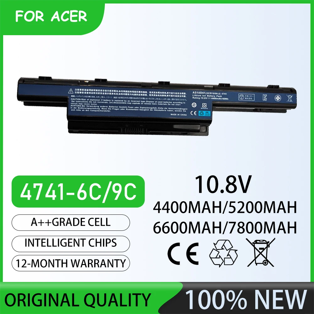 Batería Nueva para Portátil ACER de 10.8V 7800mAh 4741-6C/9C, Compatible con ACER AS10D41 AS10D31 AS10D3E AS10D61 AS10D61 AS10D75 AS10D81 AS10D3E