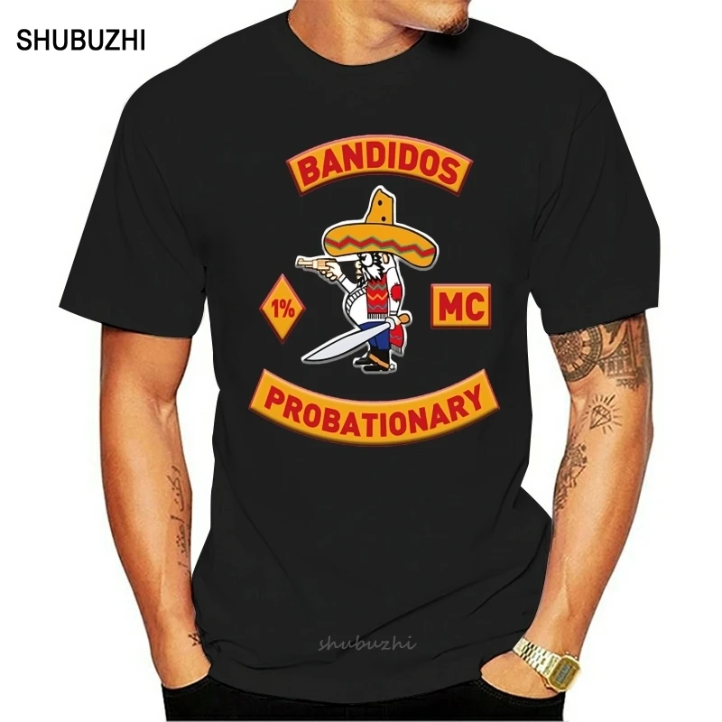 Fashion Bandidos Worldwide Mens Black T Shirt Support Your Local Bandidos MC Short Sleeve Casual Tee Shirt Print Cotton Tops