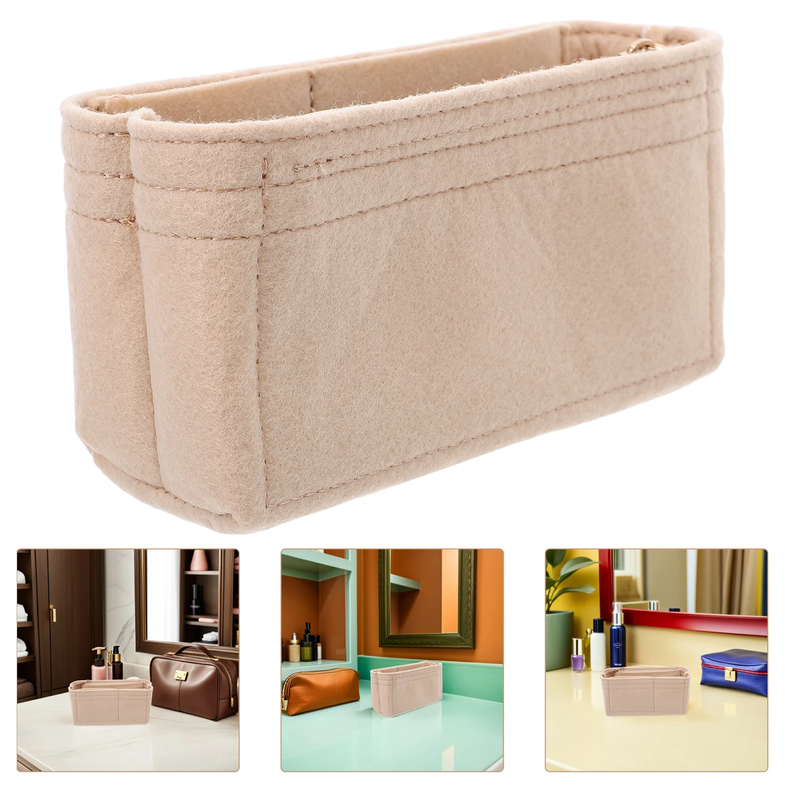 

Felt Zipper Bag Insert Multi Compartment Inner Liner Handbag Tote Purse Protective Storage For Makeup Keys Phone Backpack