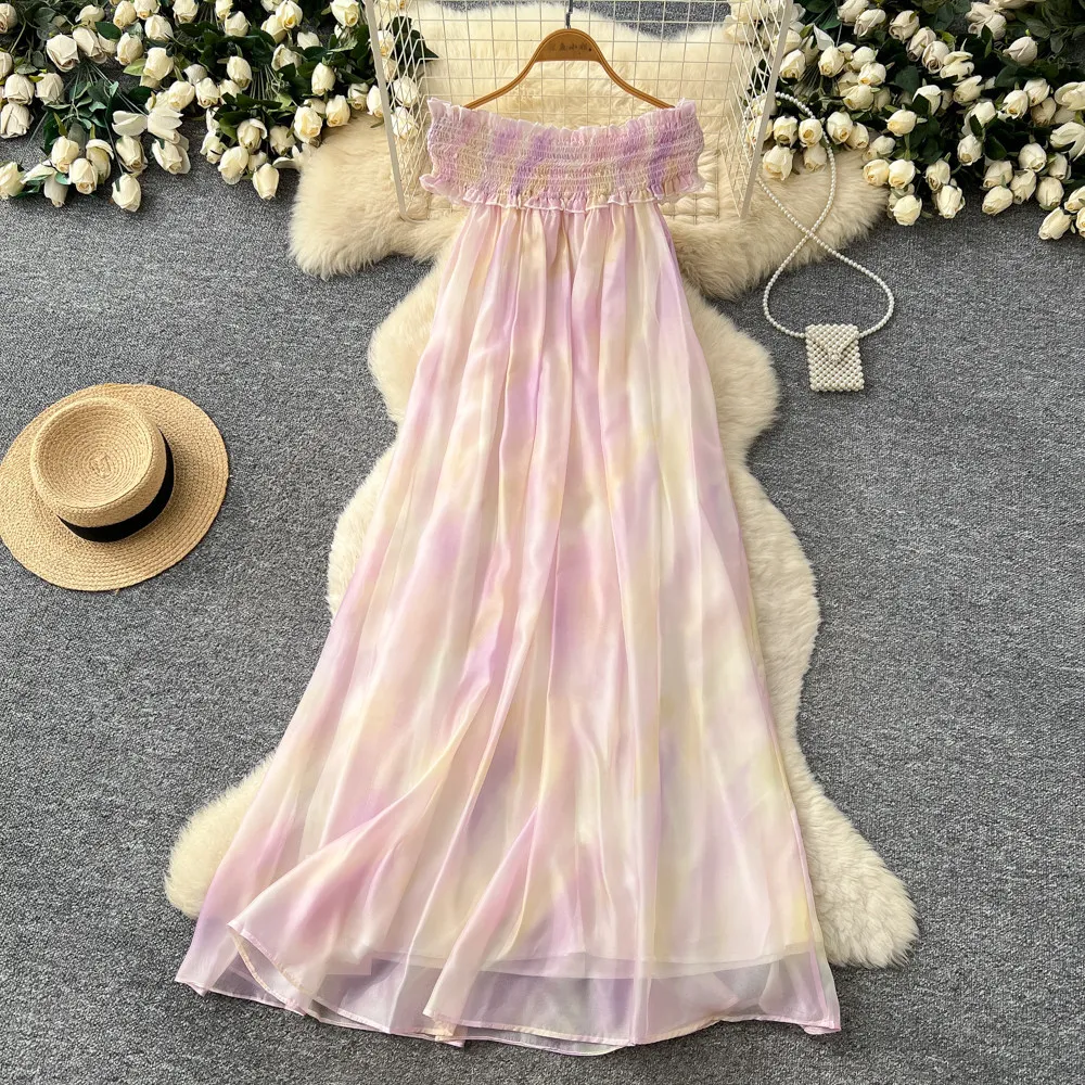 

Long Dress Women Strapless Dresses Off Shoulder Vestidos Sleeveless Beach Y2k Streetwear Elegant Splice Party Night Work 2026