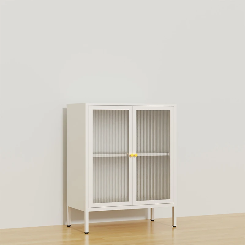 ！@Nordic Style Metal Sideboard with Changhong Glass Cabinet Multi-Layer Dish Storage Locker for Balcony and Living Room