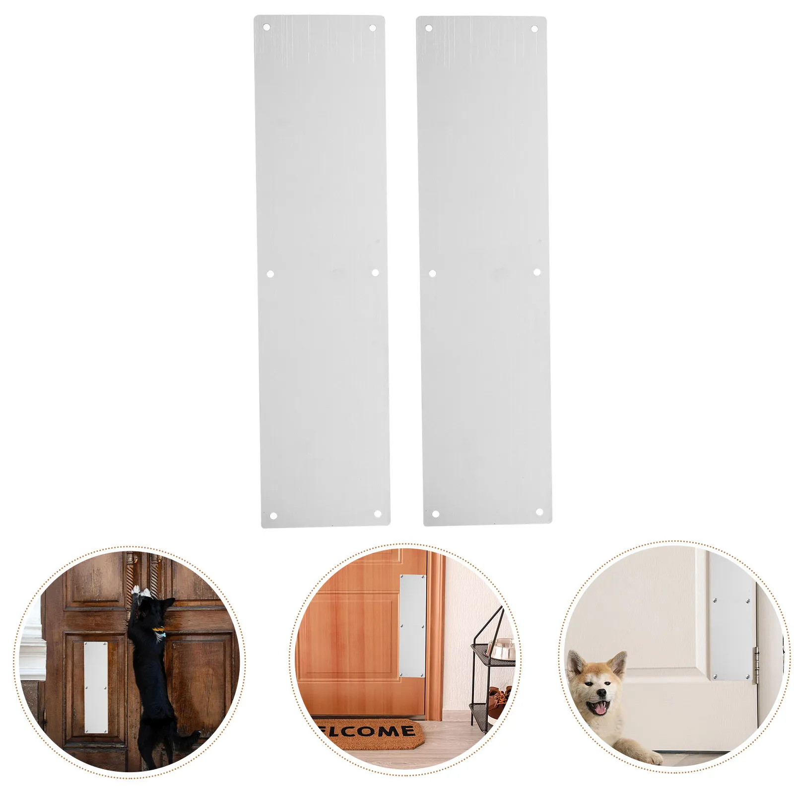 4Pcs Stainless Steel Door Kick Plates Heavy Duty Rectangular Metal Protection for Exterior Interior Doors Commercial Entryway