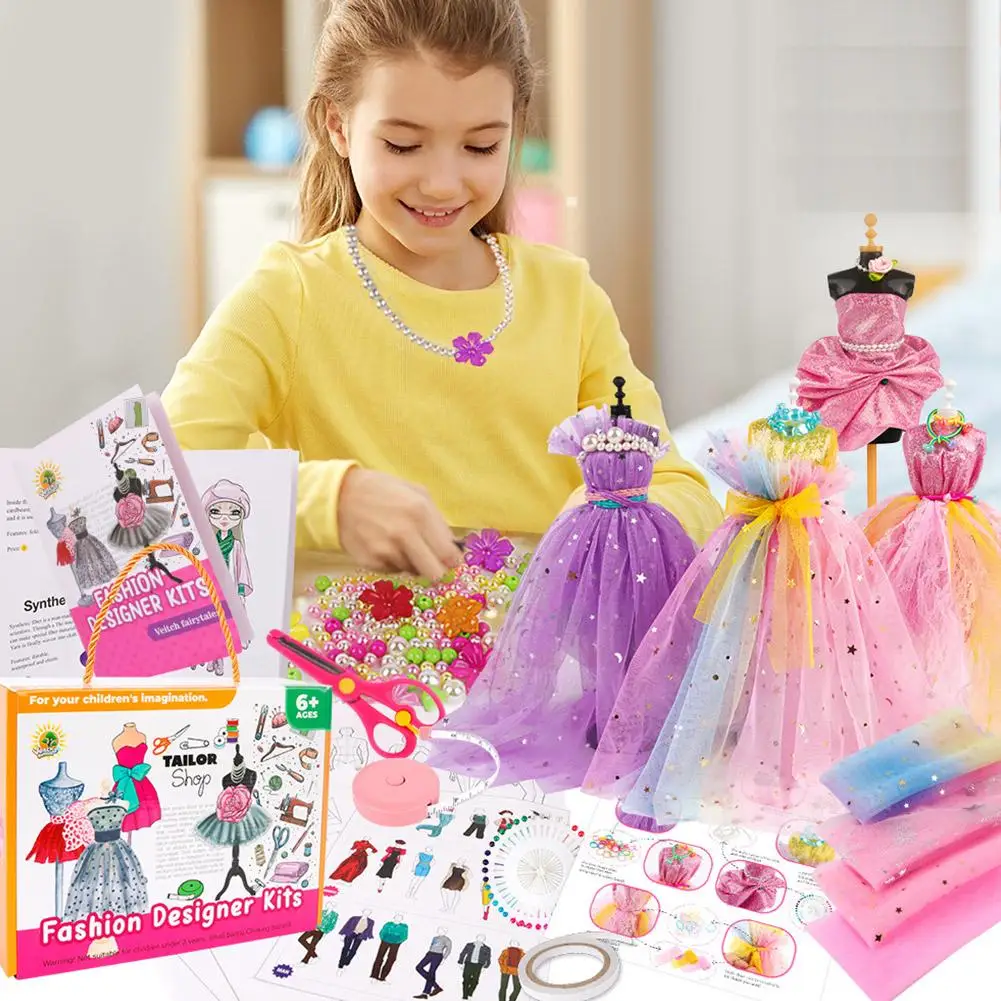 

DIY Craft Kits Handmade Princess Dress 3D Poking Art Paper Painting Creative Toys Dress Up Doll With Colorful For Kids Girl D1I8