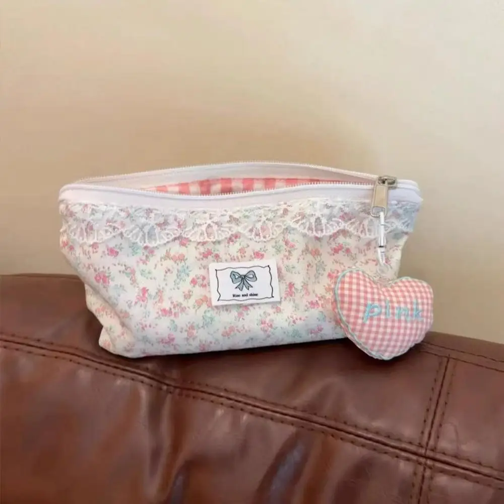 Bolsa para bolígrafos con diseño Floral de encaje fresco, bolsa de papelería multifuncional de gran capacidad, estuche para lápices para estudiantes