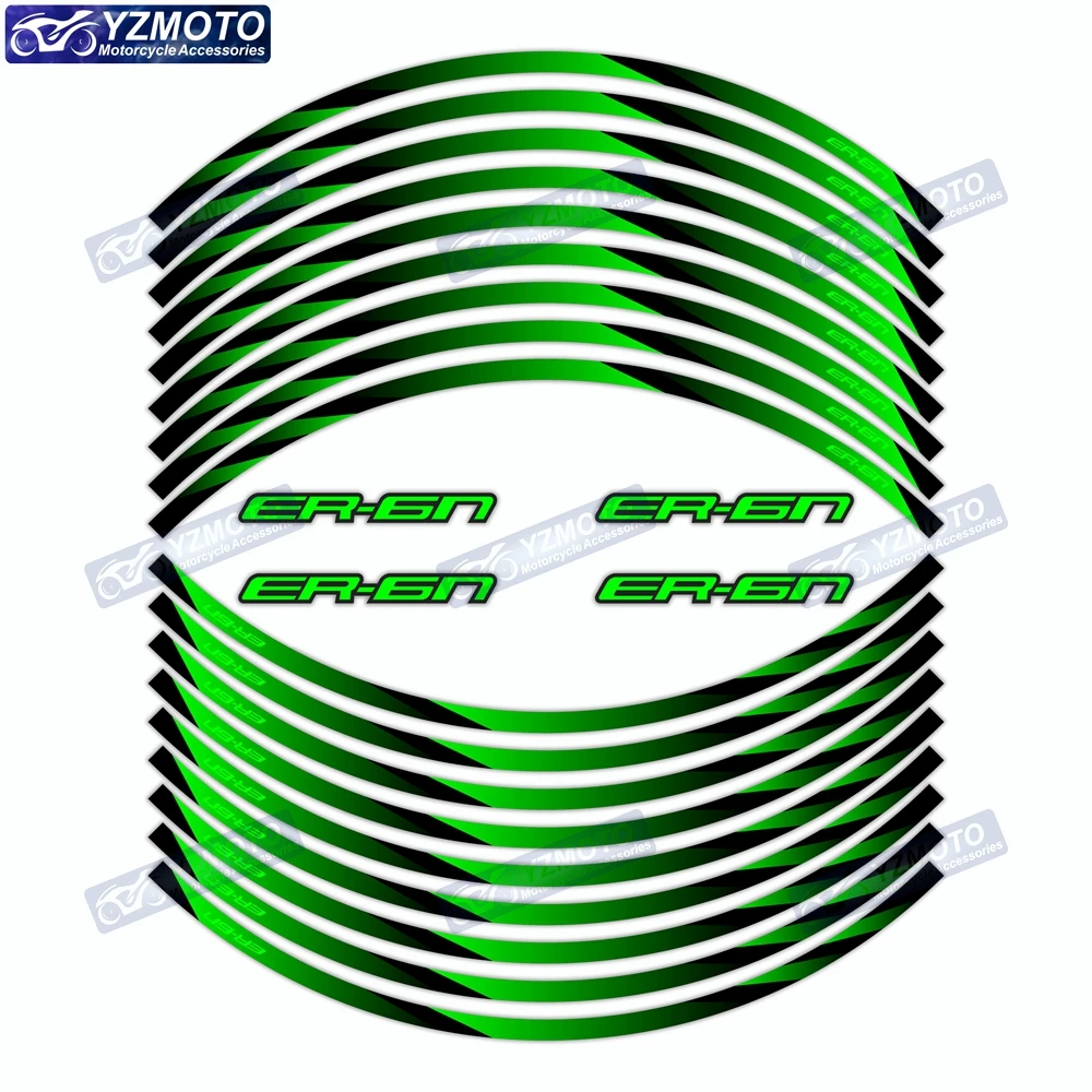

For ER-6N ER6N Motorcycle Racing Sticker 17 Inch Front And Rear Rim Decal Waterproof Reflective Wheel Hub Decorate Stickers