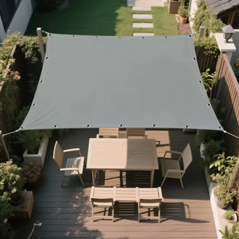UV Resistant Waterproof Sunshade Canopy with Eyelets Straight Edge Garden Terrace Cover Sun Protection Sail for Outdoor Spaces