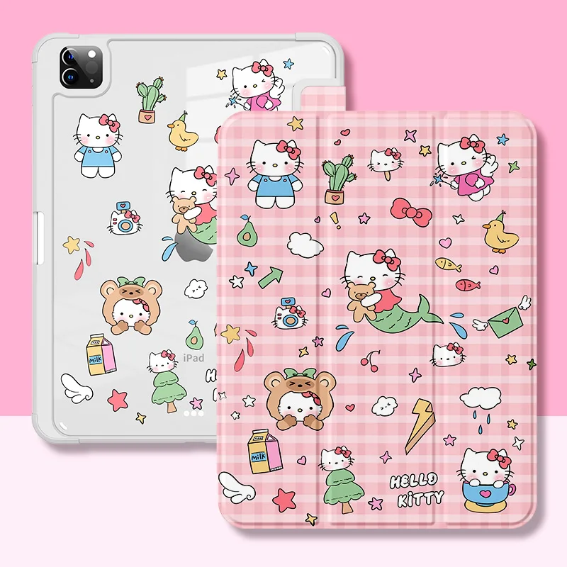 MINISO Hello Kitty para ipad Funda iPad A16 11in Pro4 5 6 Funda para tableta Ipad Air3 4 5 Mini 6 7 10th 11th Gen Funda protectora
