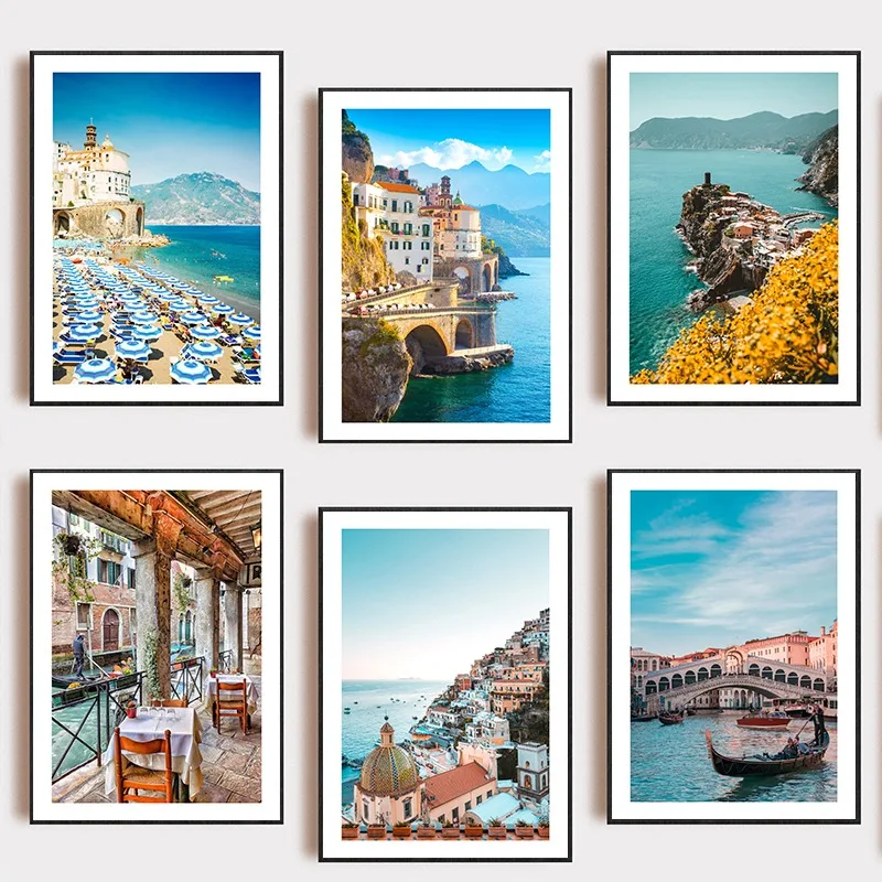 Italy Modern Color City Landscape Venice Amalfi Sorrento Positano Travel Posters Europe Image Canvas Picture Wall Home Decor