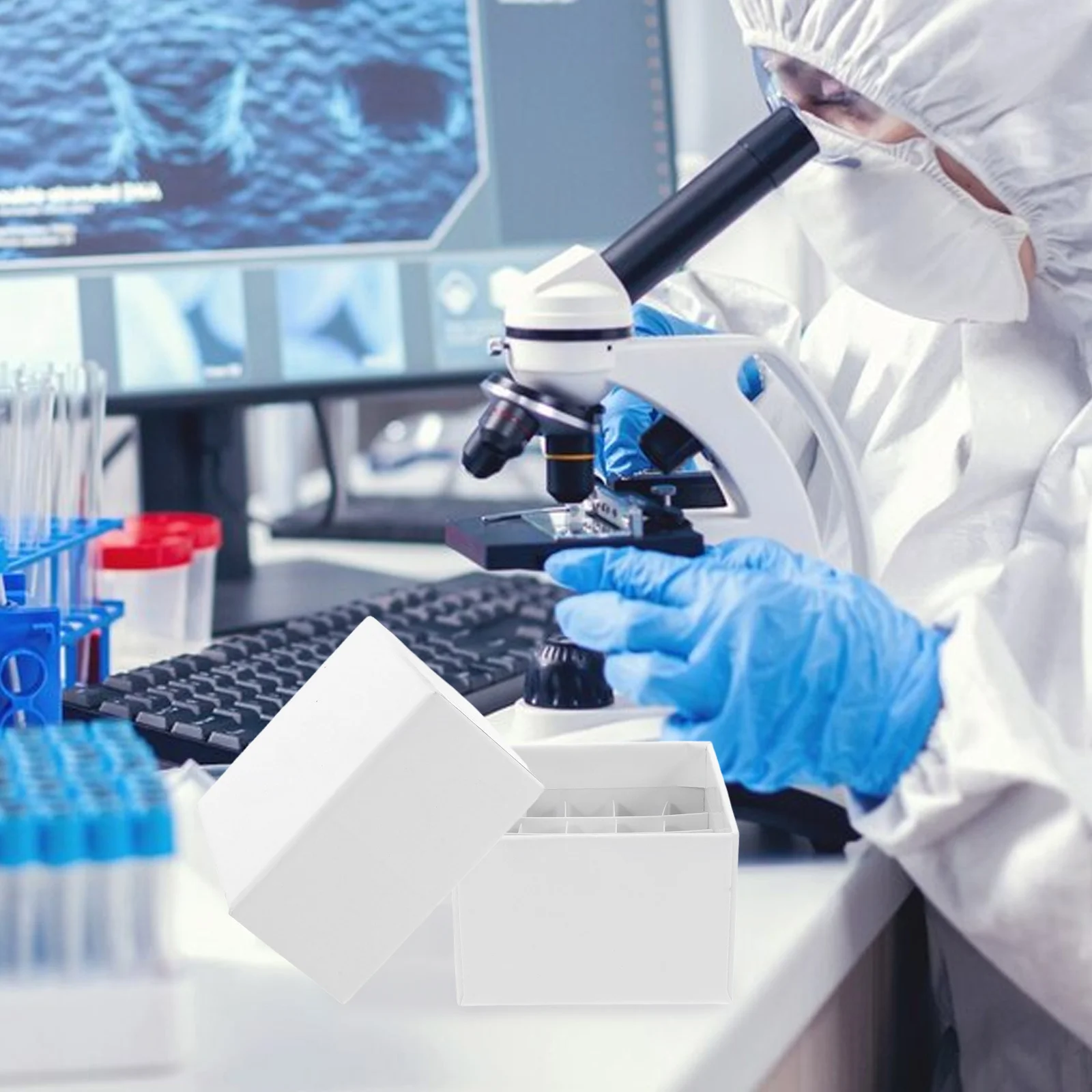 

Cardboard Freezer Box Lid 25-Well Cryogenic Lab Storage Box for 2ml Centrifuge Tubes Vials Samples Freezer Storage Containers