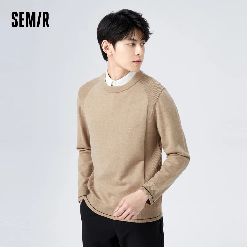 Semir Sweater Men 2023 Winter New Sweater Daily Commuting Fashion Bottoming Shirt