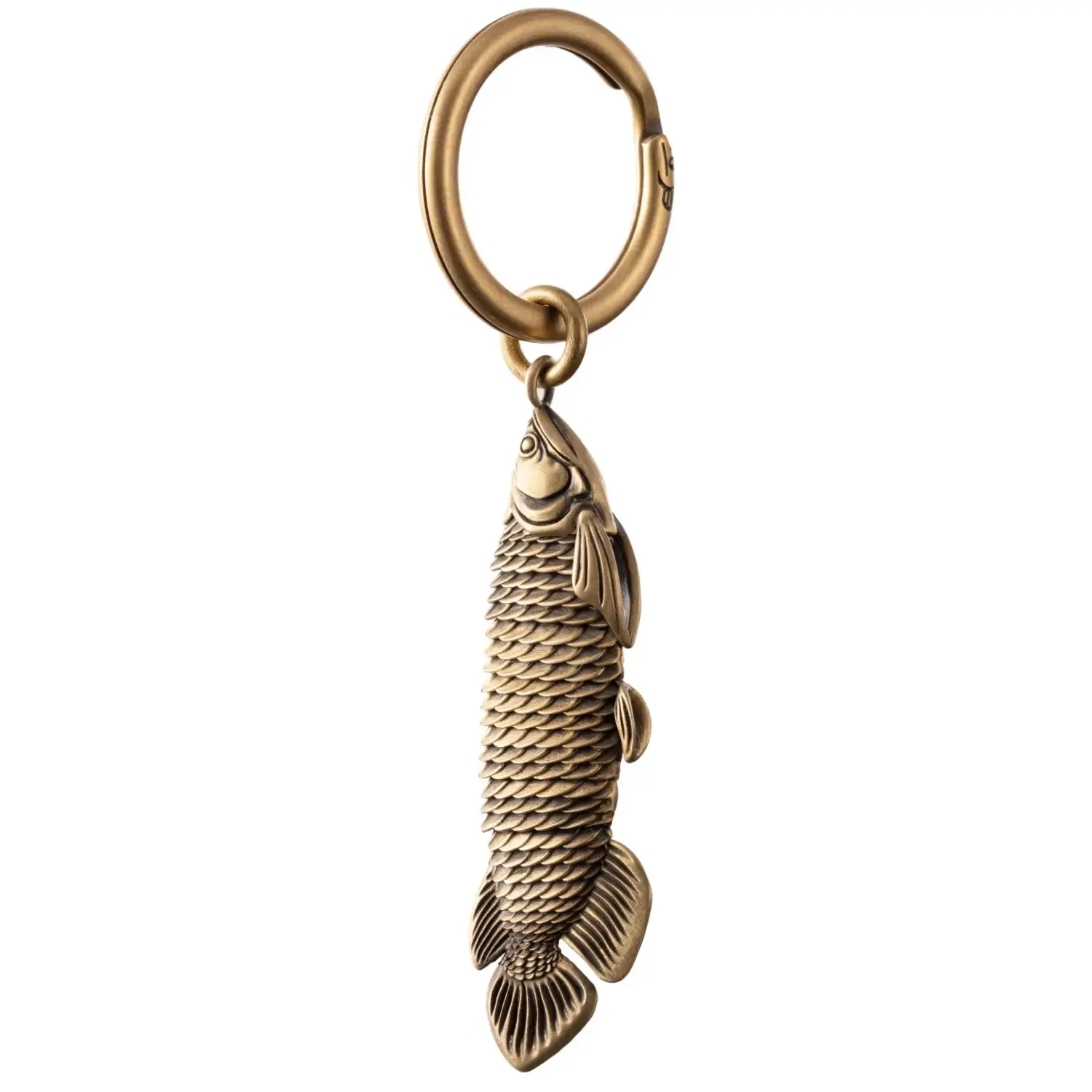 COPPERTIST.WU Arowana Fidget Keychain Brass Fish Key Chain w Keyring Novelty Gifts for Men Women