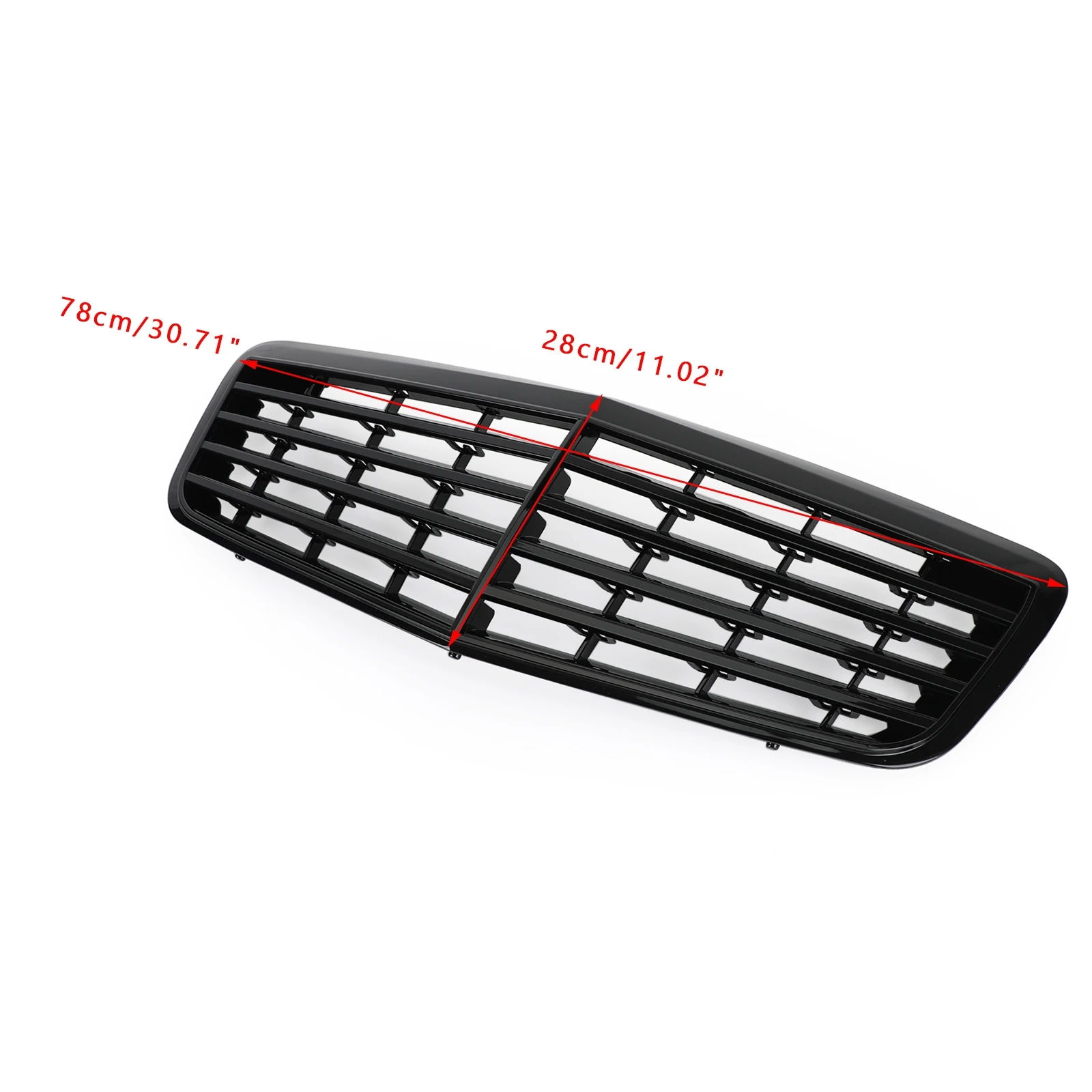 Artudatech Front Bumper Grille Grill Fit Mercedes Benz W211 E350 500 07-09 Gloss Black