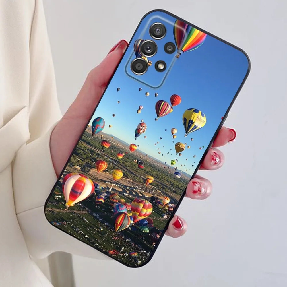 Hot Air Balloon Phone Case For Samsung S24,S21,S22,S23,S30,Ultra,S20,Plus,Note,10,9,5G Black soft silicone case