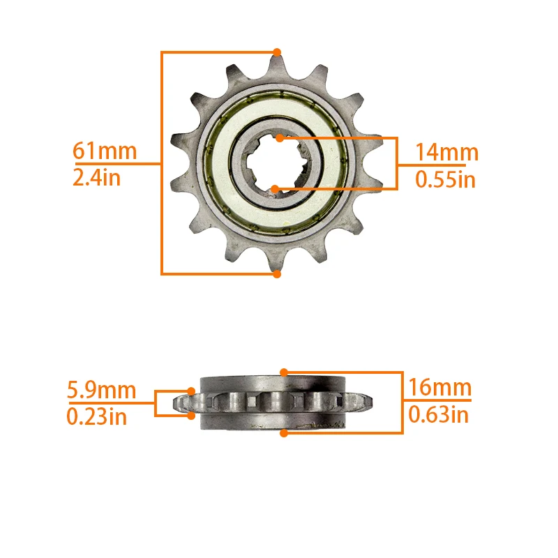 420 14T Motorcycle Front Sprocket Drive Gear Rim Sprocket For 50-125cc Engine Pit Dirt Bike ATV Go kart Quad