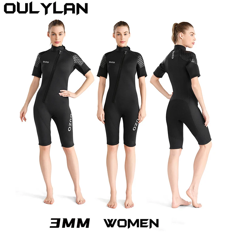 

Oulylan 3 MM Neoprene Wetsuit Men Women One-piece Warm Swimming Scuba Diving Bathing Suit Short Triathlon Wetsuit