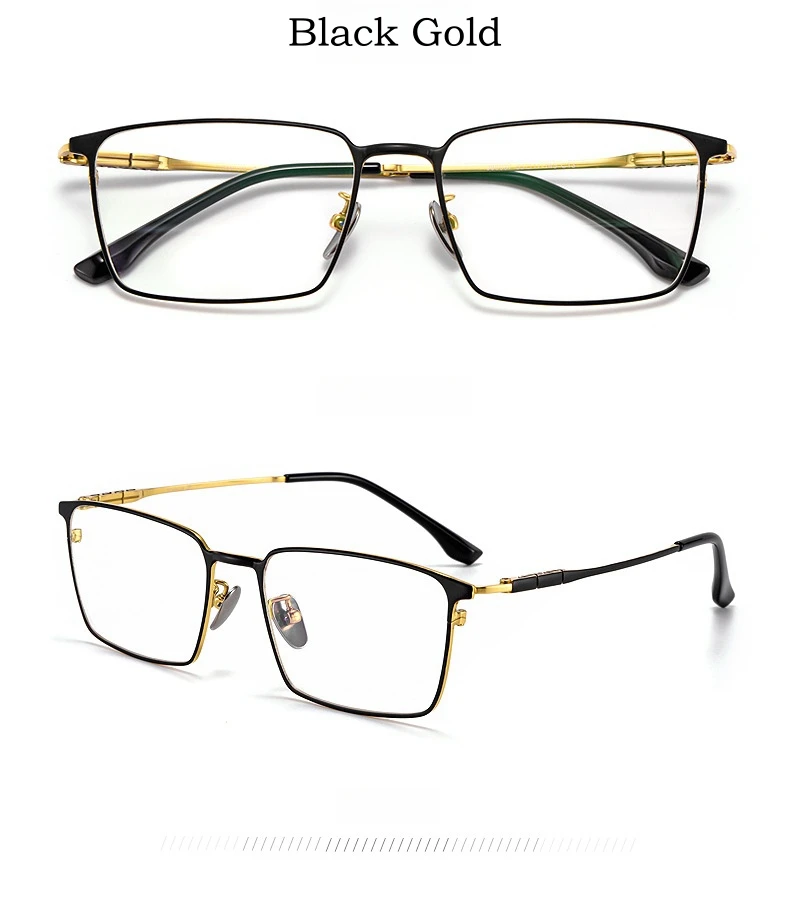 YIMARUILI Ultraleichte Business-Brille im Schlichten Luxus-Design, Retro-Quadratische Reintitan-Brillenfassung für Korrekturgläser, Herren – Detail 11
