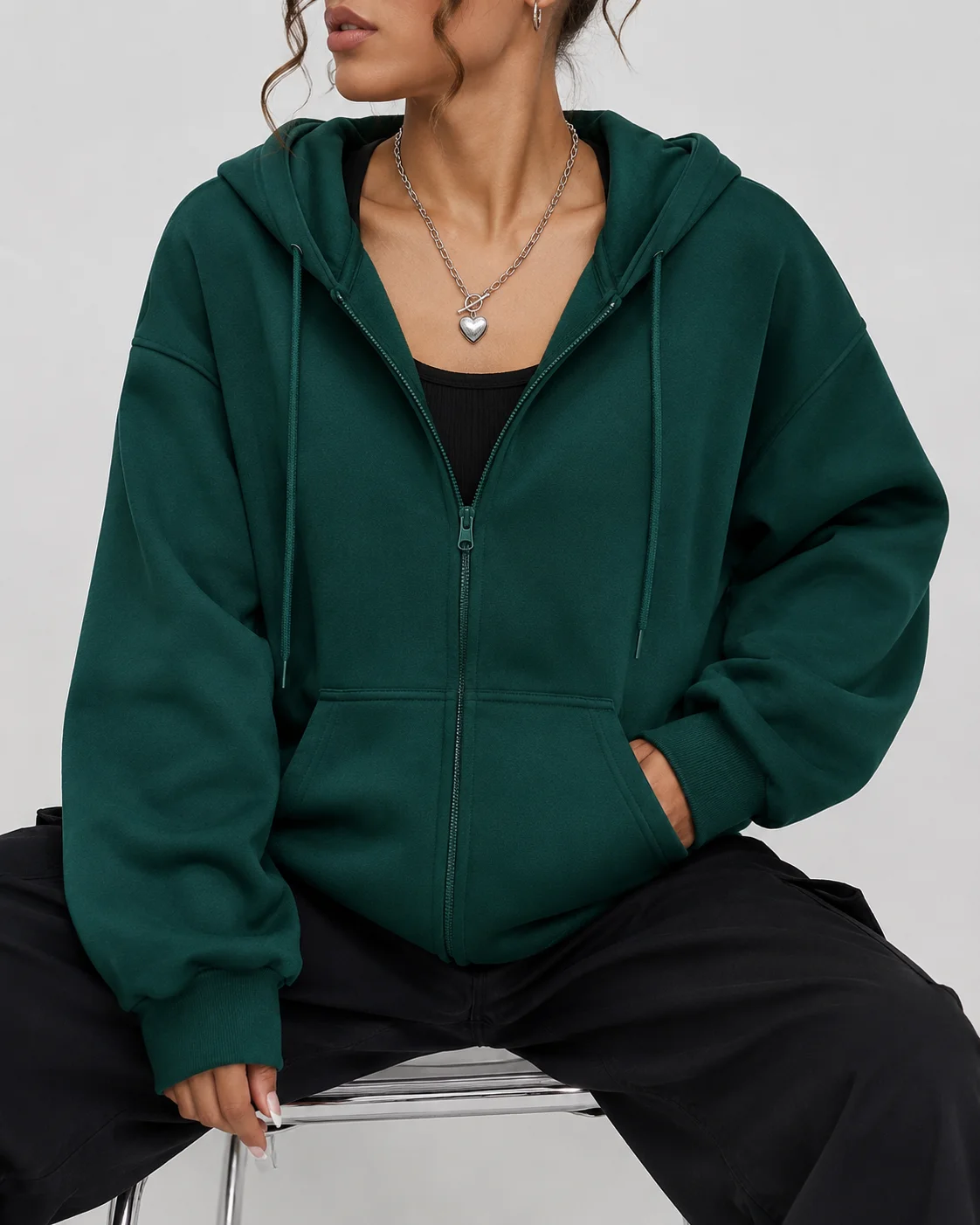Unisex Zip Up Hoodie 8 Colors Autumn Winter Solid Color Oversized Sweatshirt Casual Streetwear Long Sleeve Pocket Jacket Top
