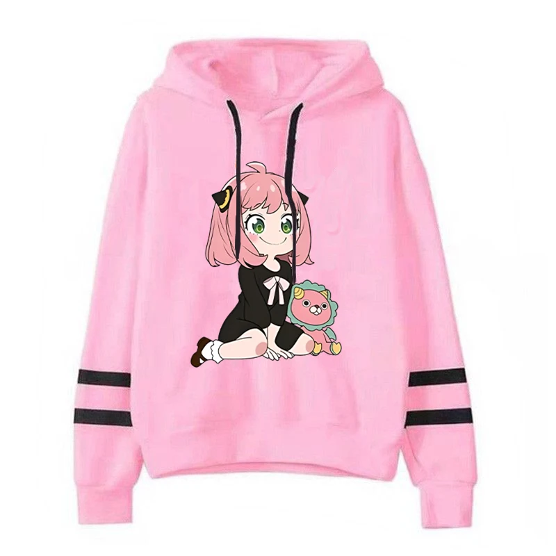 

New Anime Anya Forger Hoodies Women Men Long Sleeve Sweatshirt Female Casual Loose Hoodies Fashion Stripe Pullovers Tops