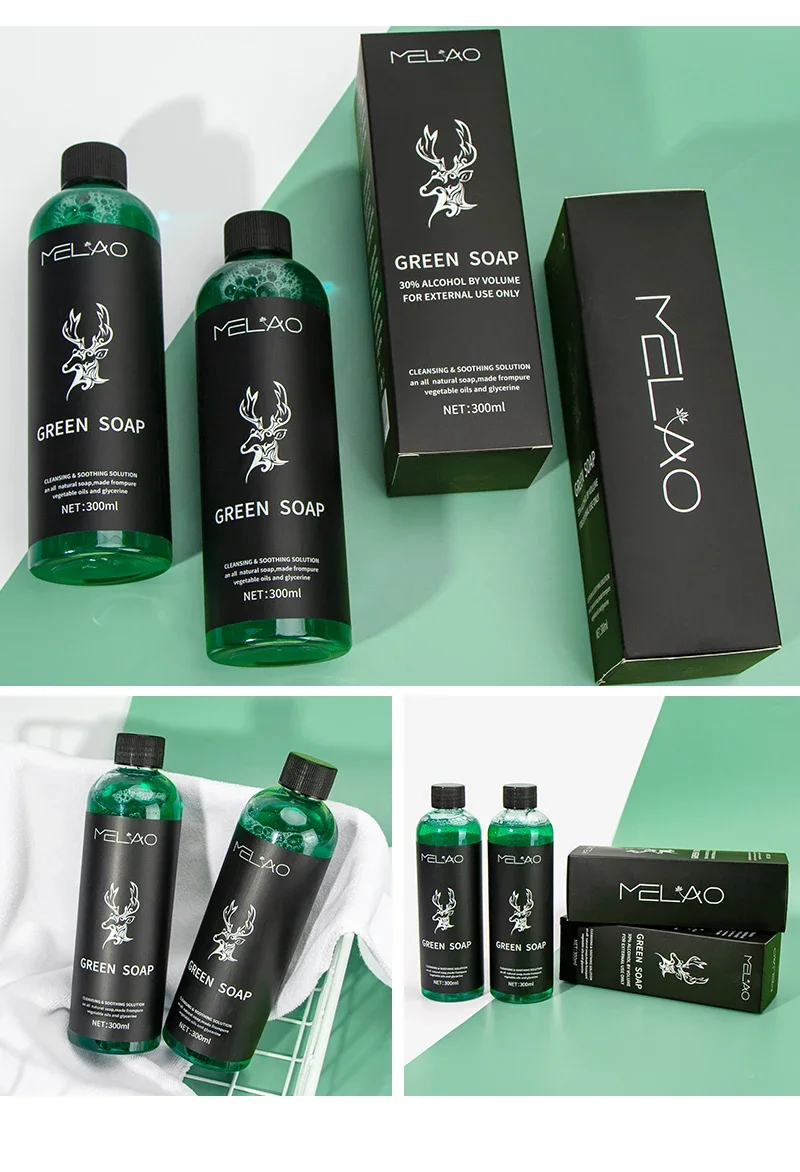 Jabón de limpieza de tatuajes, jabón de 300ML, limpieza cómoda y seca, verde, accesorio de equipo para aliviar heridas