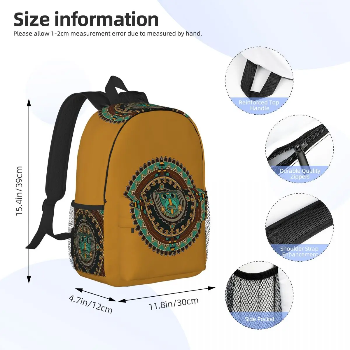 Aztec Calendar Backpack Student Boys Girls BookBag Men Women School Bag Computer Shoulder Bags