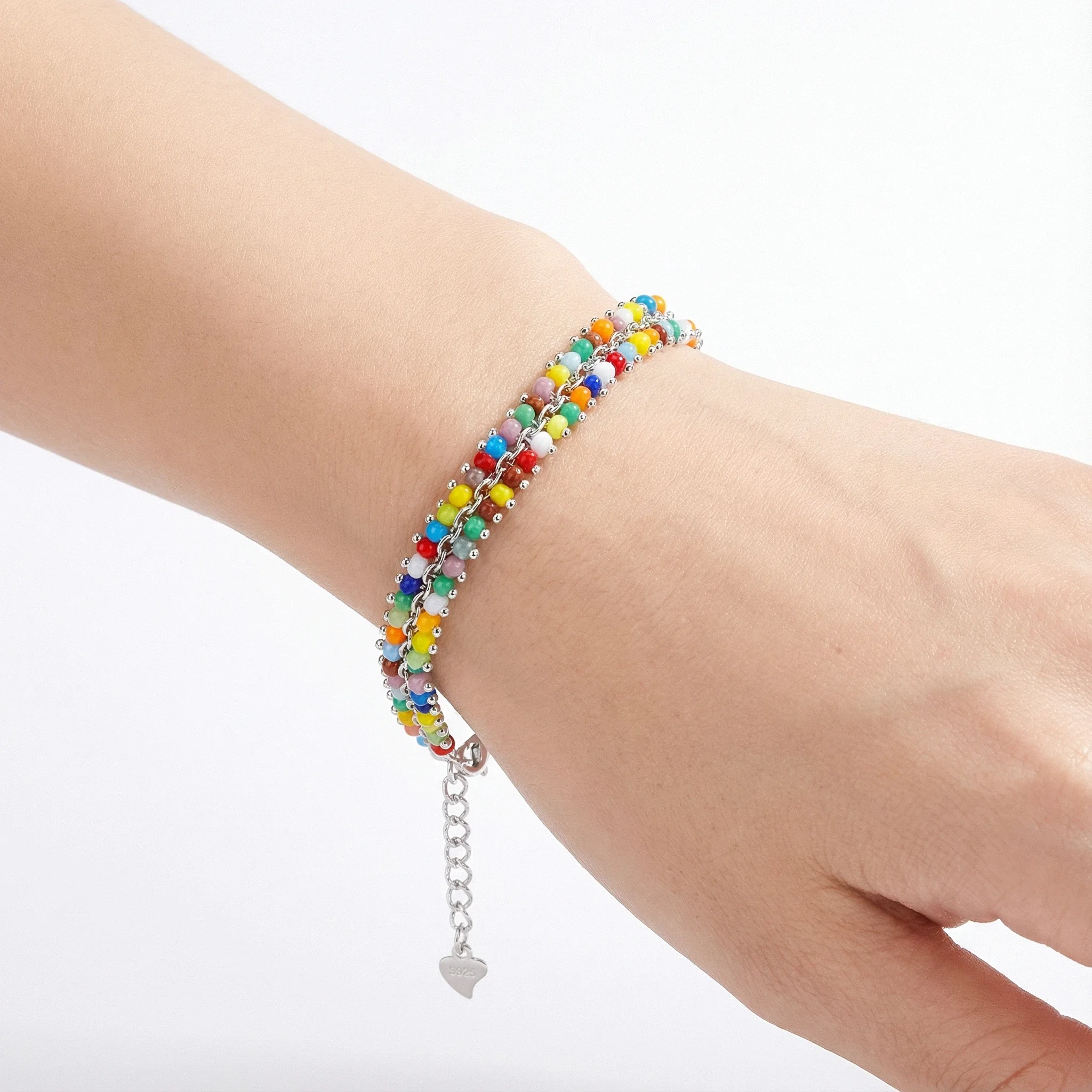 

S925 Silver Plated Dynamic Bracelet 18K Gold Colorful Beads Healing Jewelry Stylish Gift for You Or Friends