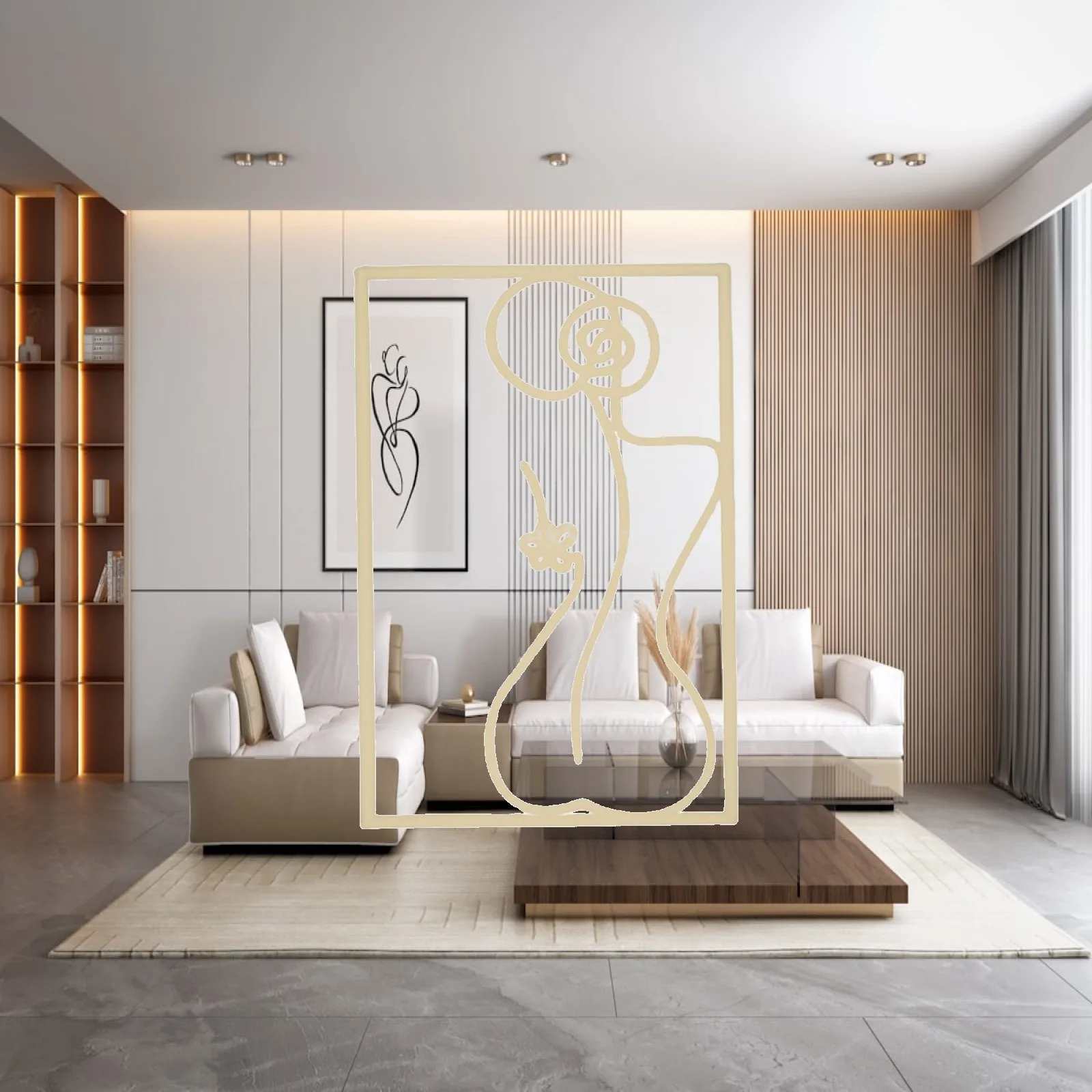 Woman 3D Metal Wall Art Acrylic Painting for Study Office Hall Hotel Modern Minimalist Line Drawing Room Decor