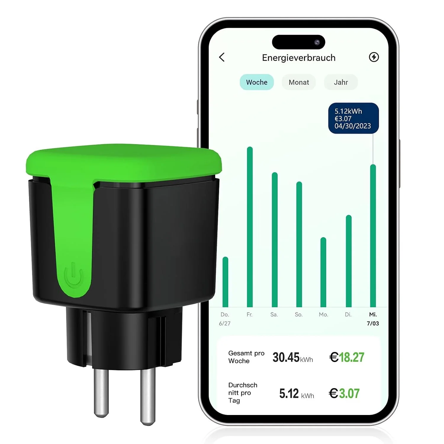 

Tuya WiFi Smart Outdoor Socket 16A/20A,Energy Monitoring,App Remote Control, Voice Control, Timer, Smart Life for Alexa & Google