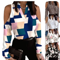2022 New Long Sleeve Lace-up Shirt From Wish Amazon Women's Fashion Trendy Floral Print Loose Fit Casual Blouse