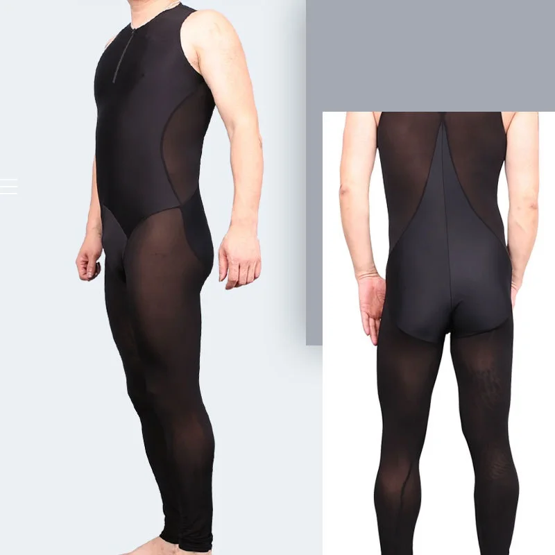 Men Sexy One Piece Swimsuit Leotard Romper Fitness Yoga Body Sport Slim Tight Stretchy Stylish