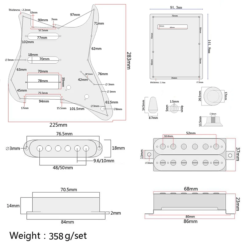 Prewired-Loaded SSH Maple Wood Guitar Pickguard Alnico V Pickups For ST Guitar