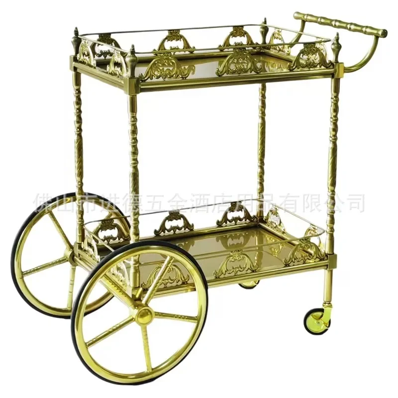 Hotel snack trolley three-layer wine cart tea cart stainless steel roast duck flake truck mobile dining car commercial restauran