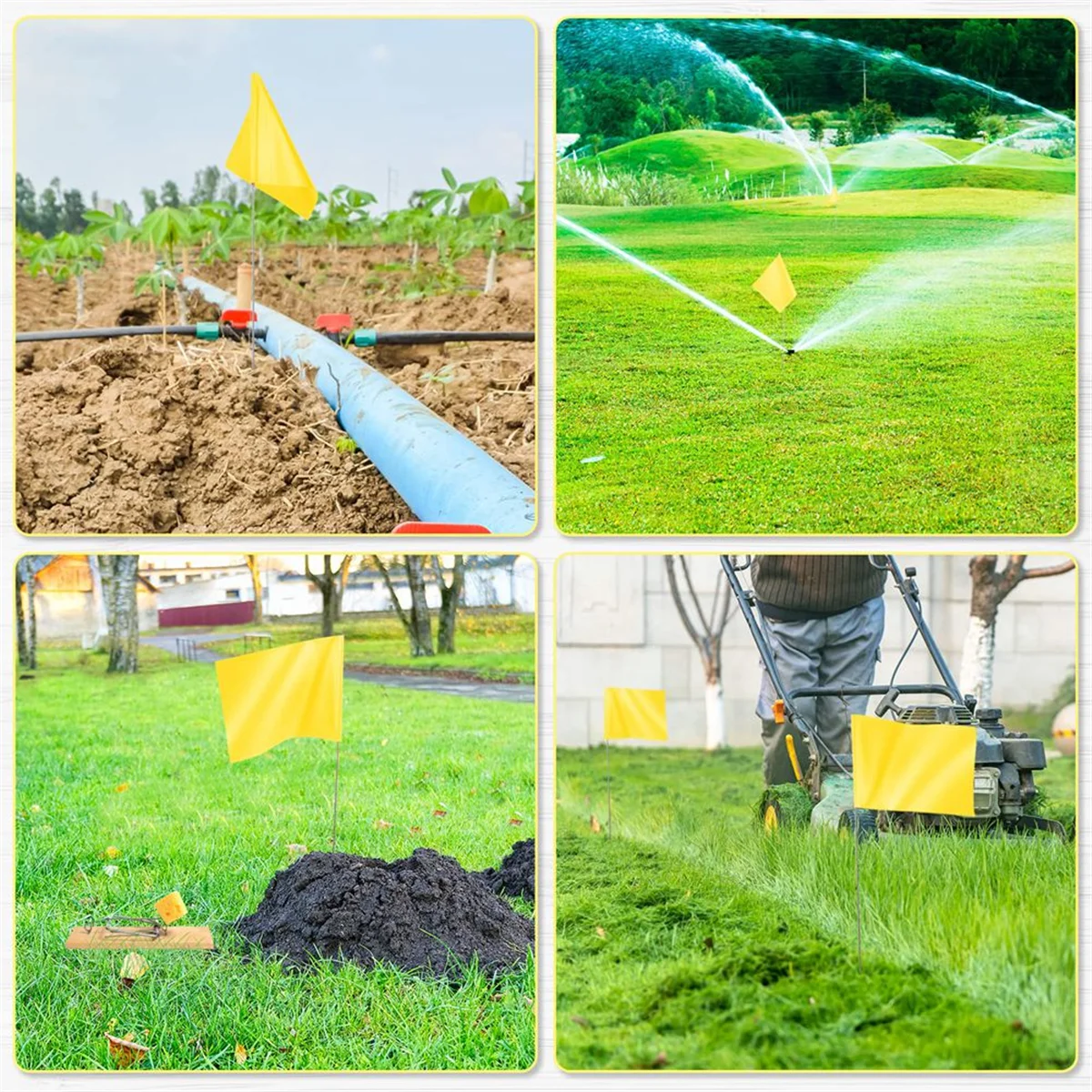 

KIKI Marking Flags Marker Flags for Lawn 30 Pack, PVC Small Flags,Marking Flags Lawn Flags, Garden Flags,Survey Flags,Ye