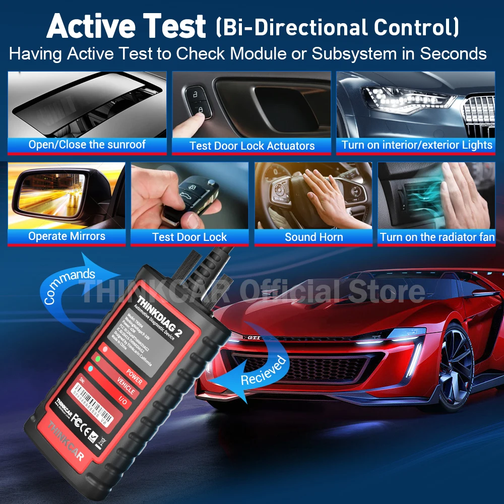 THINKCAR Thinkdiag 2 Ediag Plus Obd2 الماسح الضوئي CAN بروتوكولات FD لسيارة GM أجهزة كاملة مجانية 16 إعادة تعيين وحدة التحكم الإلكترونية الترميز ثنائية الاتجاه