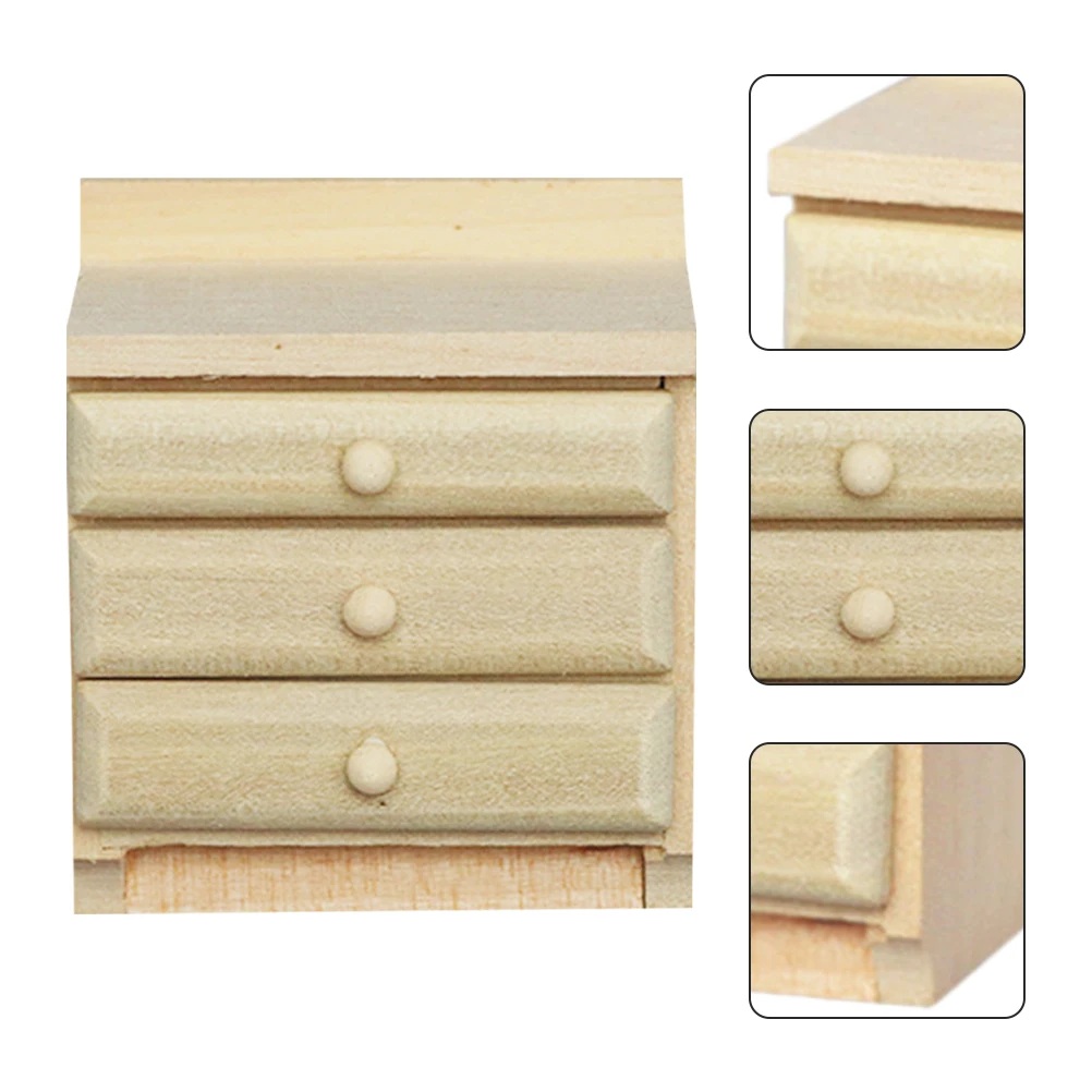 

Bedside Tables Mini niture Cabinet Miniature Decorative Display Shelf Accessories Scene Khaki Storage