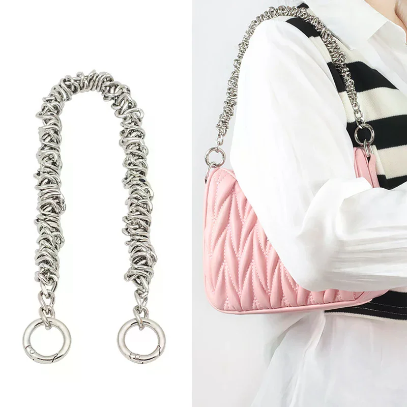 Exquisite Irregular Handbag Chain Metal Handle For Shoulder Bag Replacement Bag Parts Women Bag Accessories 37CM Short Bag Stra
