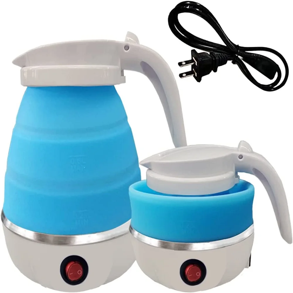 Bouilloire de voyage électrique pliable, bouilloire portable en silicone de qualité alimentaire, bouilloire à ébullition rapide, café et thé, 600ml, 6 minutes