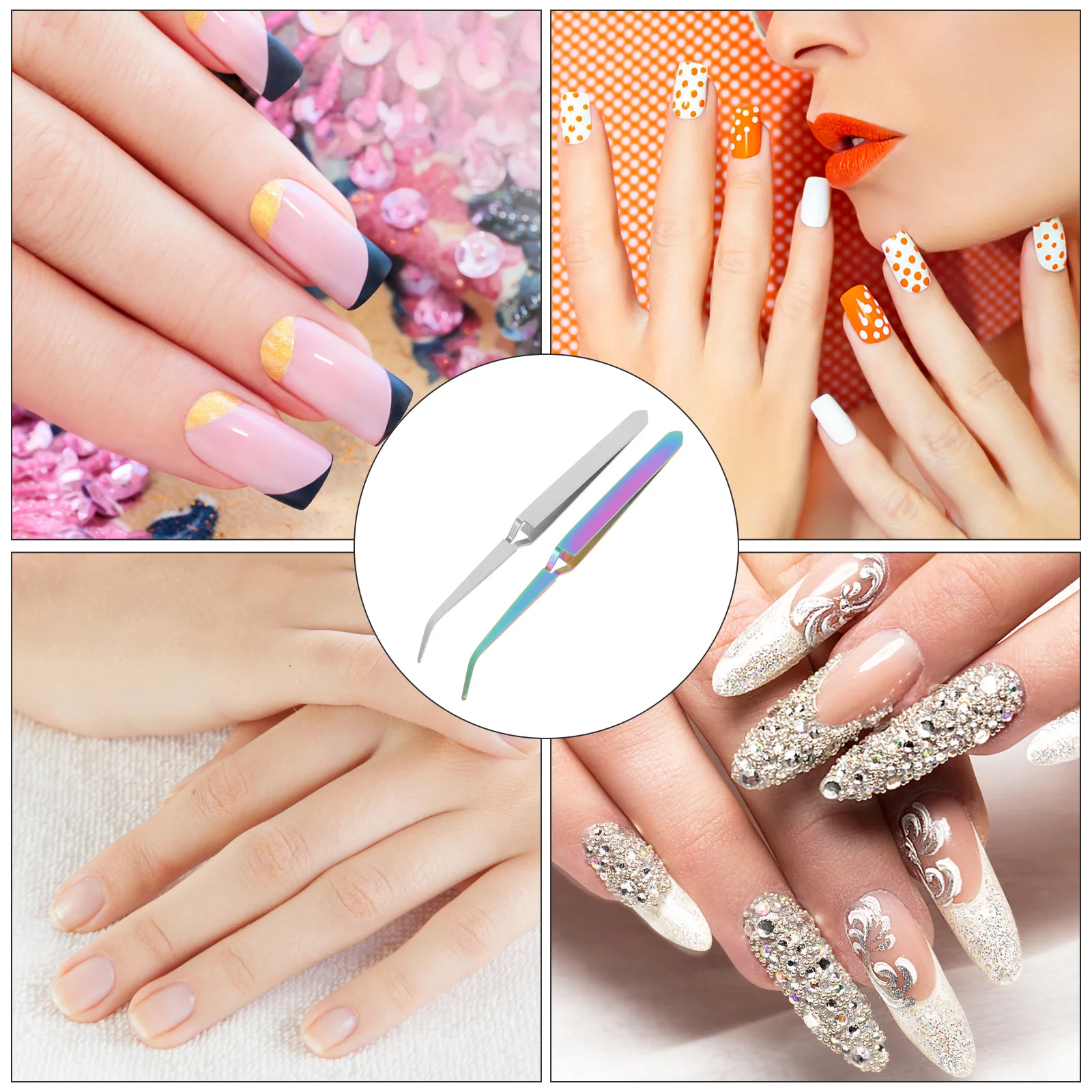 Pinzas para moldear uñas, 2 piezas, pinzas portátiles, pinzas de Gel, cortaúñas, manicura principal, herramienta de decoración