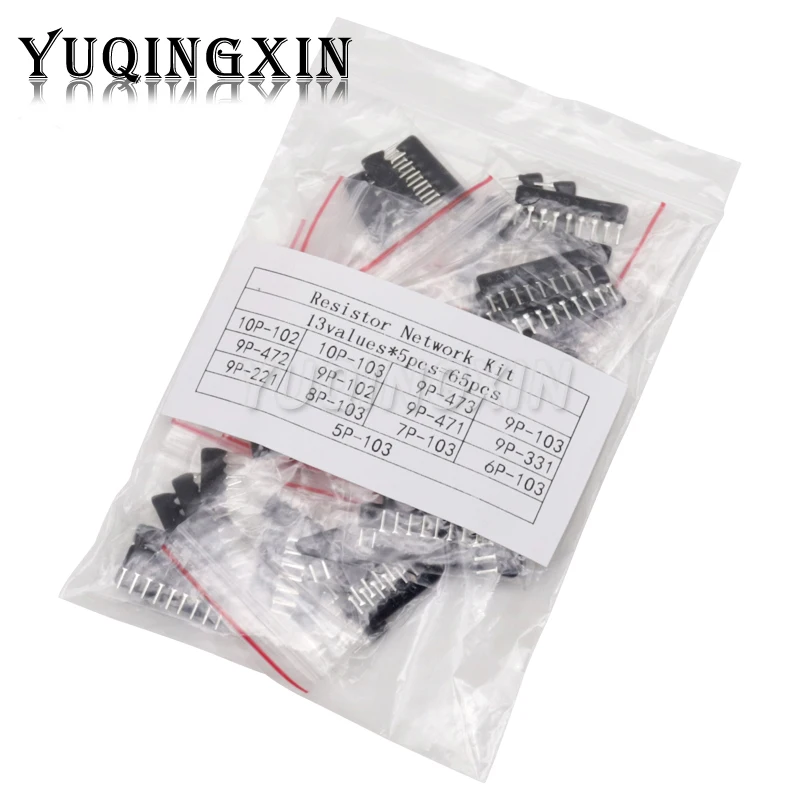 65pcs=13value*5pcs Resistor Network Array kit  Assortment set 9A103 9A102 9A472 9A221 9A331 9A471 7A103 5A103 6A103 8A103 10A103