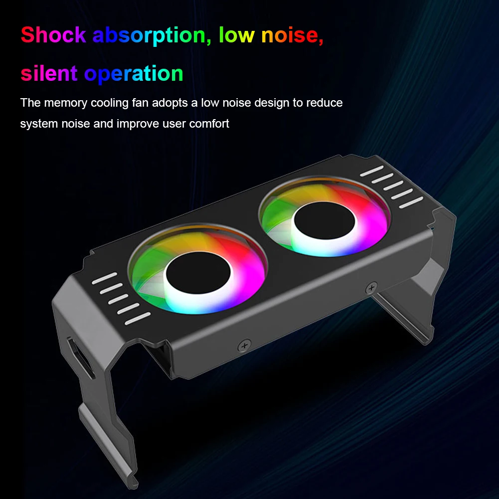 RAM Cooling Fan 4Pin PWM/5V 3Pin ARGB PC Memory Cooling Radiator 1000-4500+RPM with Dual 120mm Fan for DDR4 DDR5 Cooling