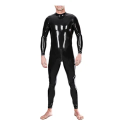 Sexy Black Men Latex Catsuit Back Zip Rubber Fetish Bodysuit  Plus Size Jumpsuit Custom Made Handmade Costumes S-LCM098