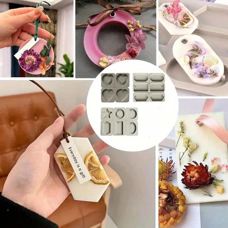 1PC Top Quality DIY Silicone Clay Aromatherapy Tablets Mold for Crafts Hanging Ornaments Flower Soap Wax Molds Kit