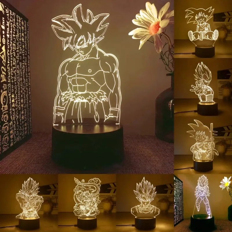 Dragon Ball Z Anime 3D LED Night Light Super Saiyan Vegeta Goku Broly Character Desk Lamp Kids Bedroom Decor Holiday Gift